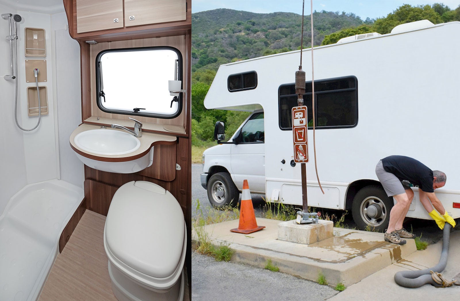 Portable RV/camper toilet and holding tank setup in Millville, New Jersey